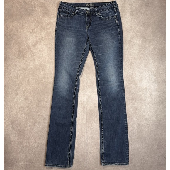 Silver Jeans Denim - Silver Jeans Womens Size 33x35.5 Aiko Baby Boot Dark Wash Blue Denim Pants Tall
